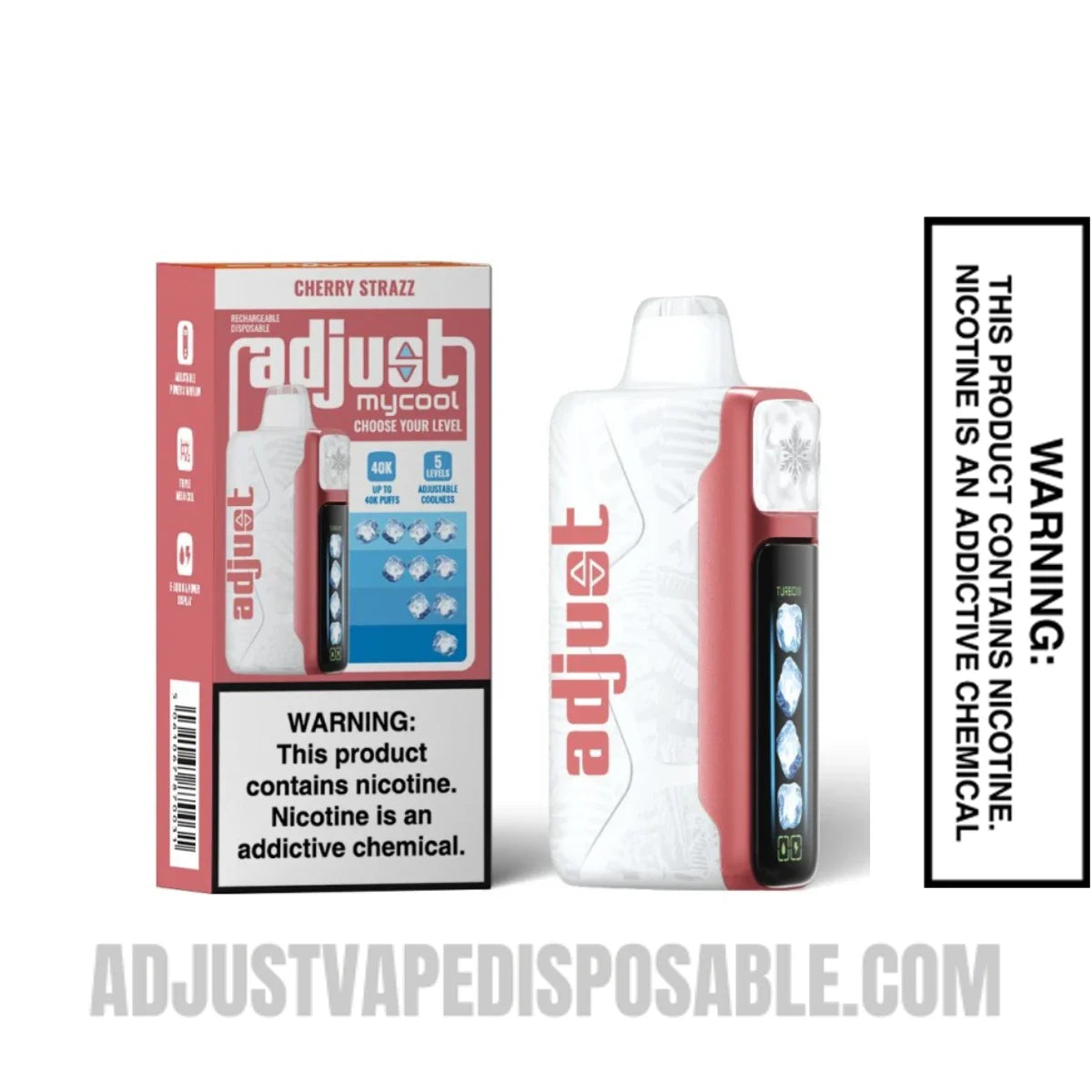 Cherry Strazz Adjust MyCool 40K Vape With Package Box Cherry Strazz Adjust MyCool 40K Vape With Package Box