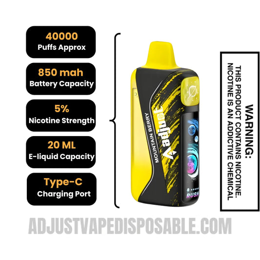 Mountain Berry Adjust MyRusher 40K Disposable Vape Specifications Mountain Berry Adjust MyRusher 40K Disposable Vape Specifications