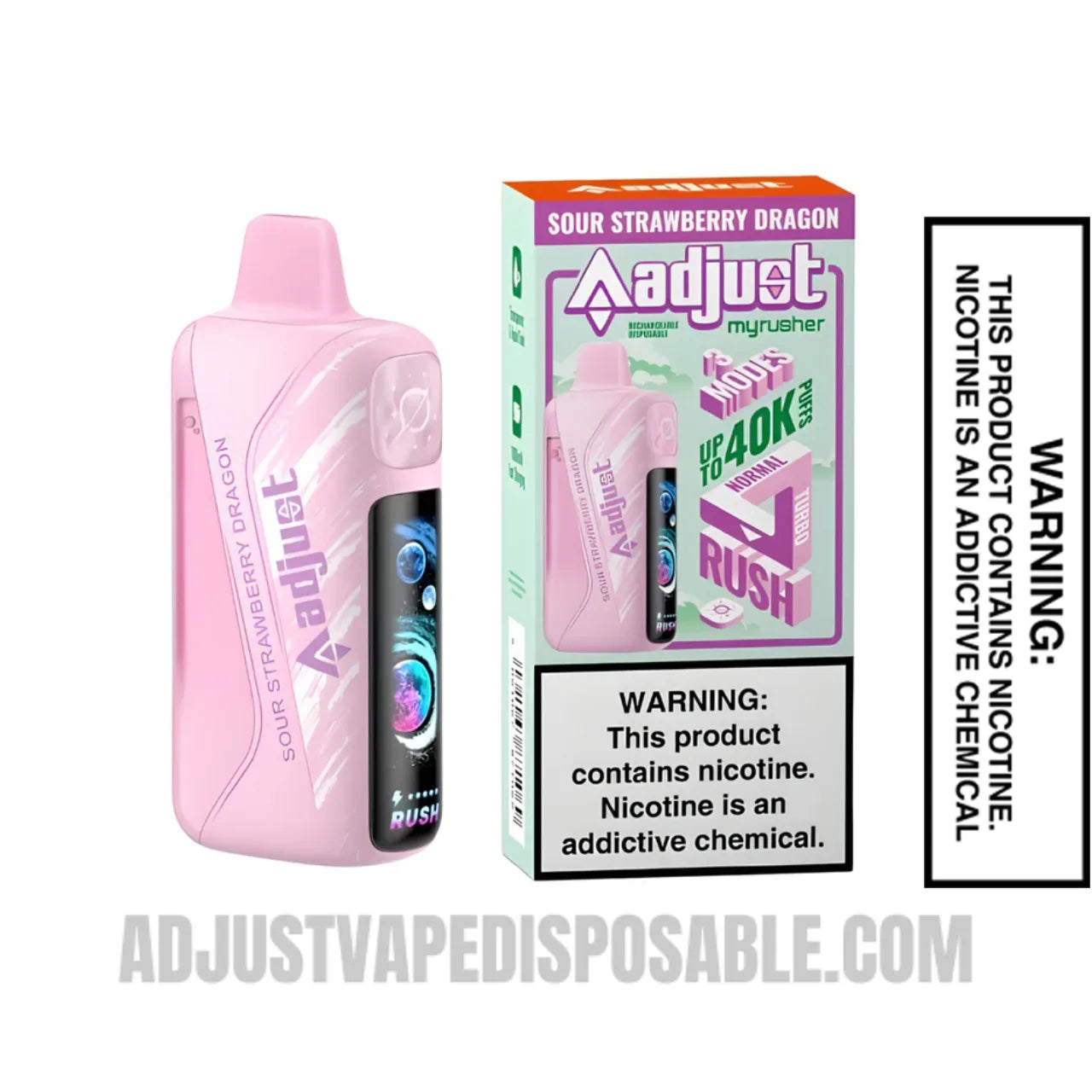 Sour Strawberry Dragon Adjust MyRusher 40K Disposable Vape with Package Box Sour Strawberry Dragon Adjust MyRusher 40K Disposable Vape with Package Box