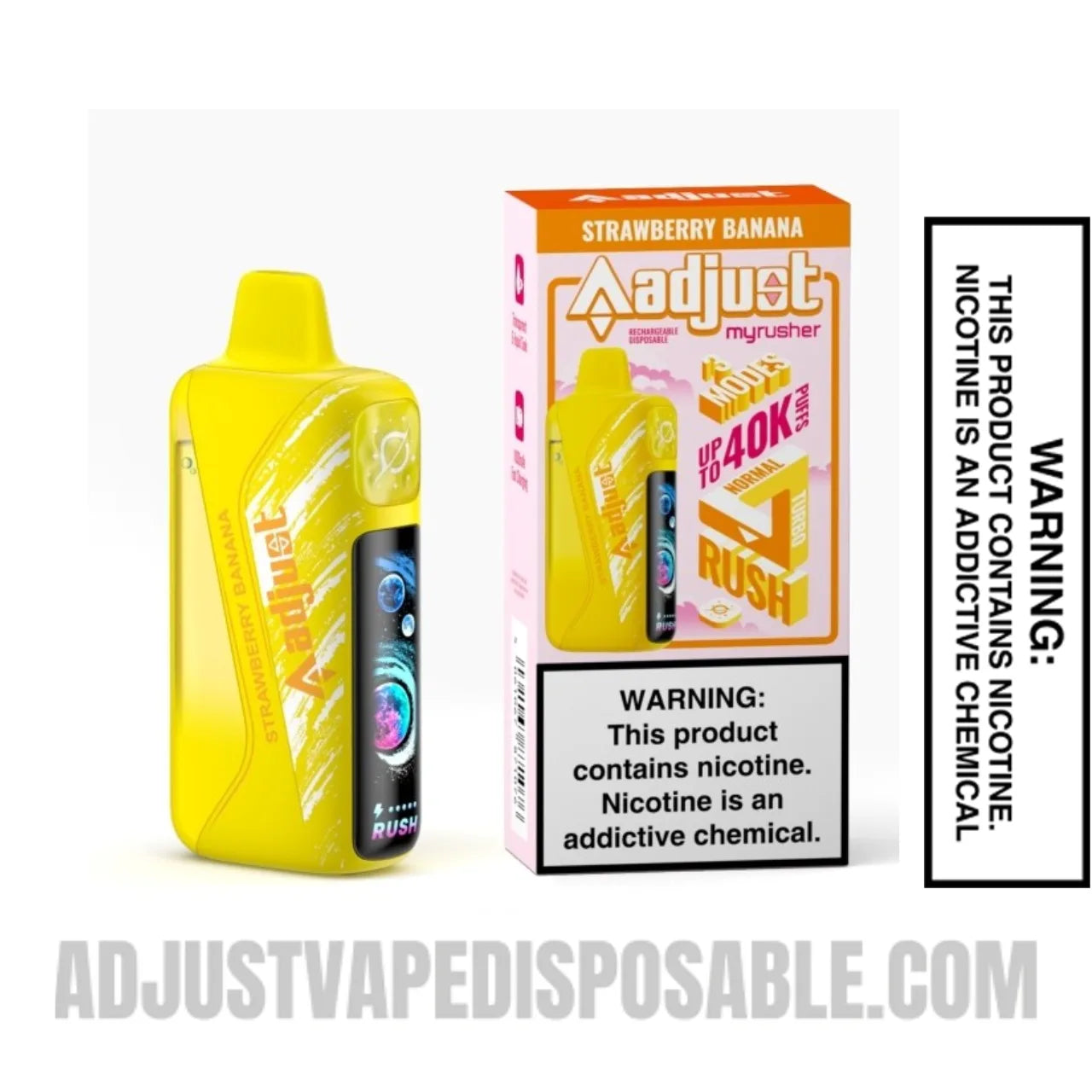 Strawberry Banana Adjust MyRusher 40K Disposable Vape with Package Box Strawberry Banana Adjust MyRusher 40K Disposable Vape with Package Box