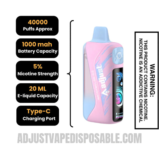 Watermelon Ice Adjust MyRusher 40K Disposable Vape Specifications Watermelon Ice Adjust MyRusher 40K Disposable Vape Specifications