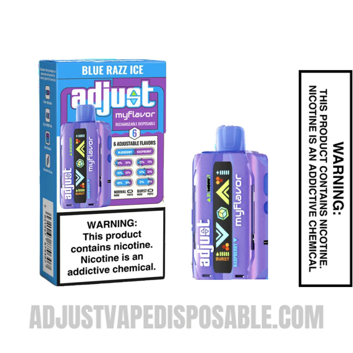 Blue Razz Ice Adjust MyFlavor 40K Vape with Package Box