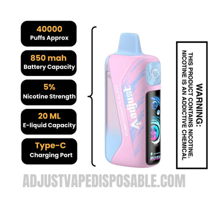 Pomegranate Blast Adjust MyRusher 40K Disposable Vape Specifications