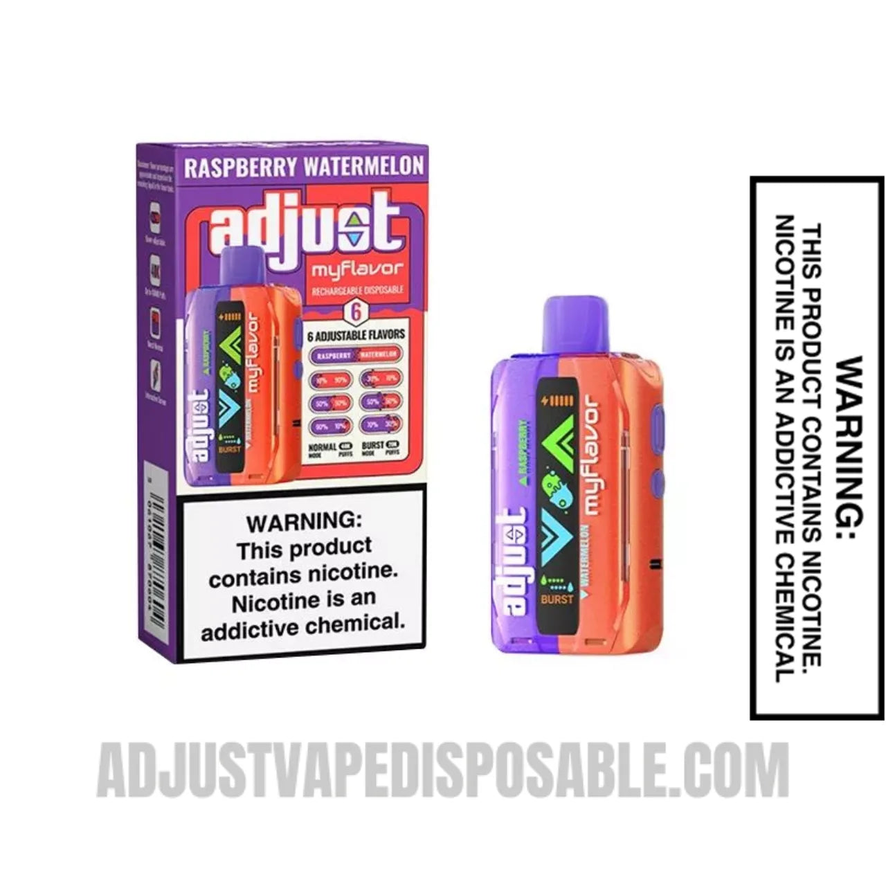 Raspberry Watermelon Adjust MyFlavor 40K Disposable Vape with Package Box