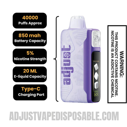 Raspberry Orange Adjust Mysweet 40K Vape Specifcations