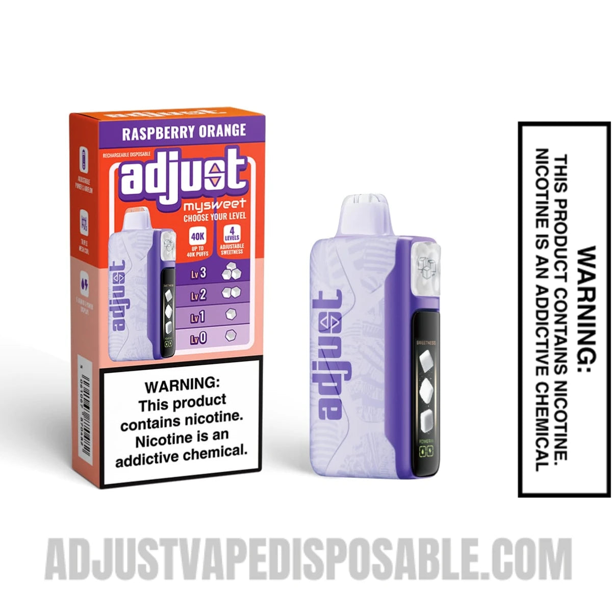 Raspberry Orange Adjust Mysweet 40K Vape with Package Box