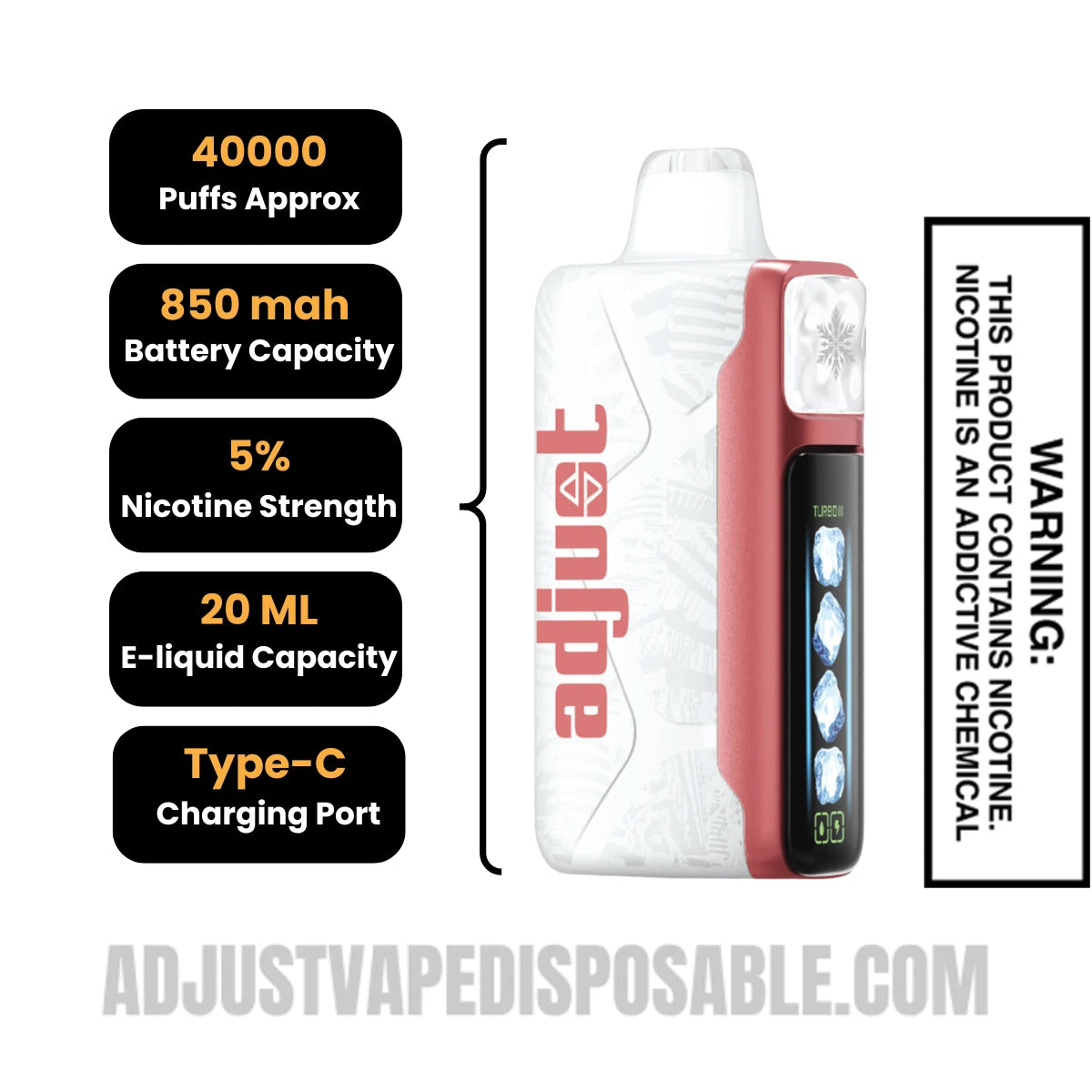 Scary Berry Adjust MyCool 40K Vape Specifcations