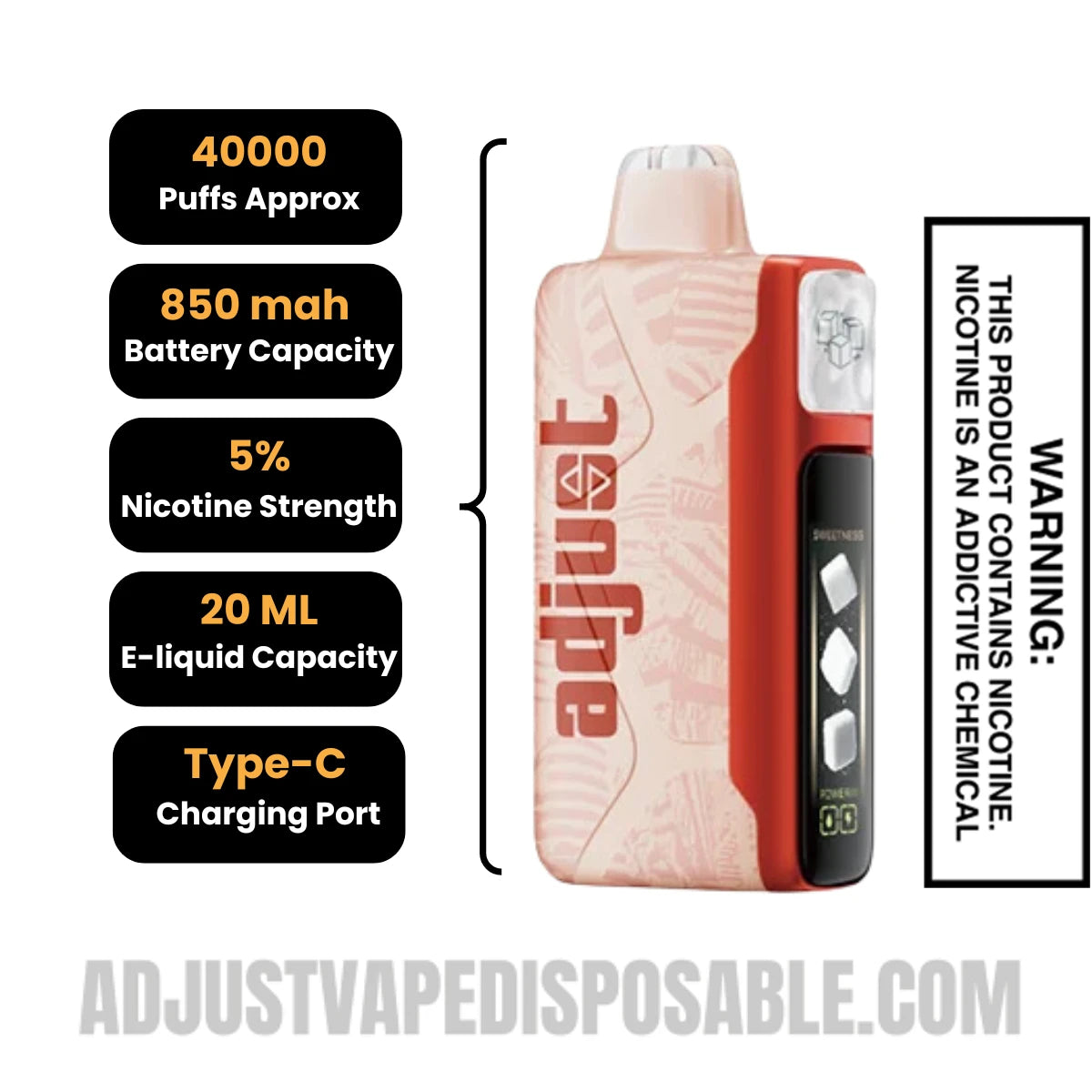 Watermelon Roll Ups Adjust Mysweet 40K Vape Specifcations