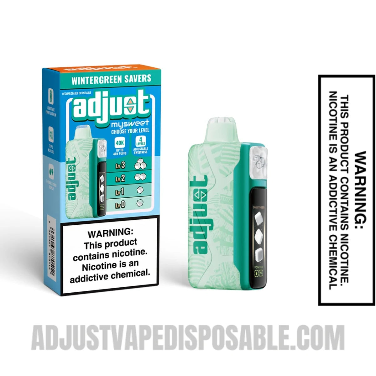 Wintergreen Savers Adjust Mysweet 40K Vape with Package Box 